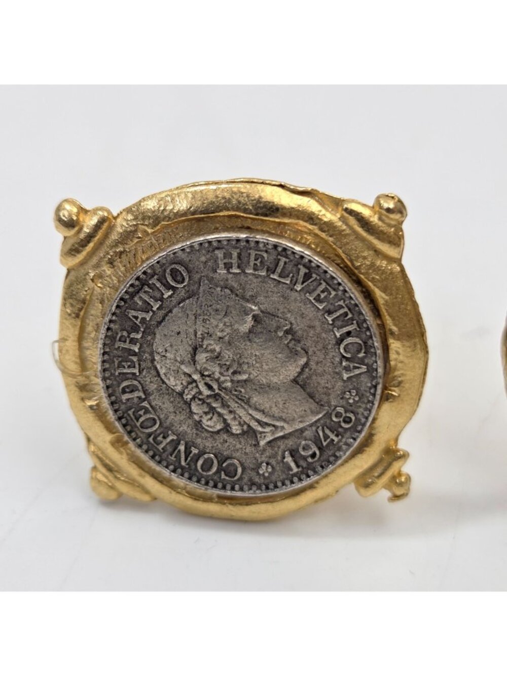 Susan Shaw 1948 Swiss Franc Coin Clip-On Earrings - Picture 6 of 7